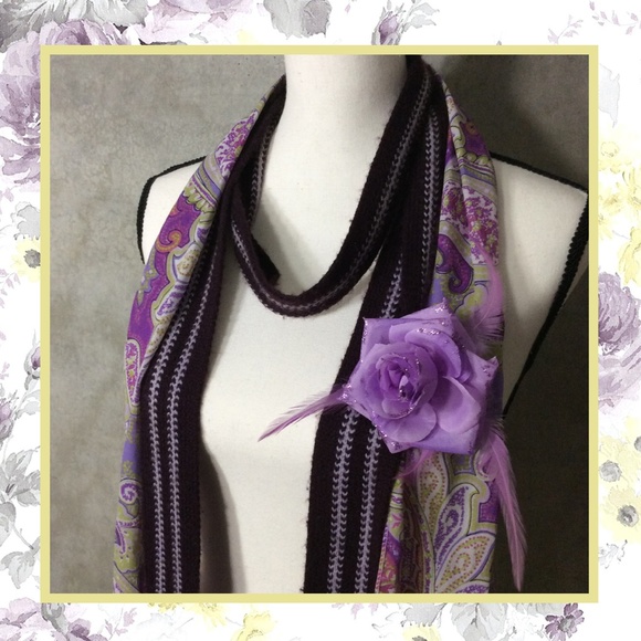 🌸 5PC SCARF NECKACE EARRINGS FLOWER FEATHER SET SPIKE BUNDLE GYPSY BEAD BOHO - Picture 6 of 8